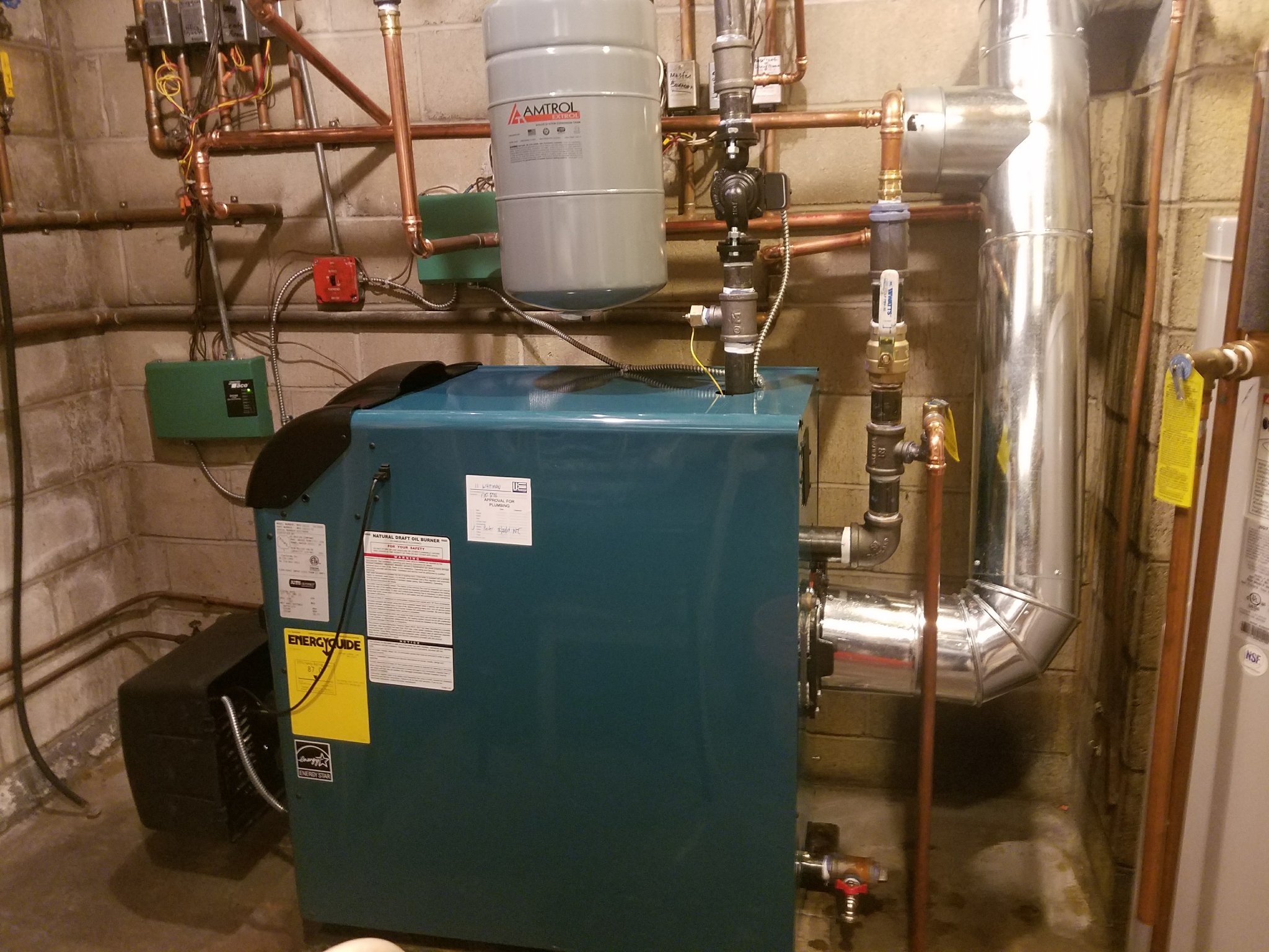 Oil boiler and hot water heater installation